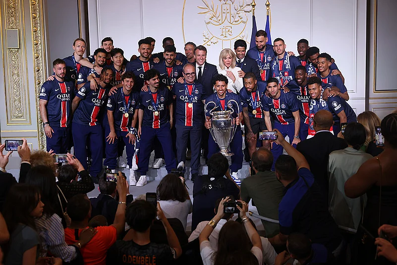France Soccer Champions League Final PSG Victory Parade in Paris_Emmanuel Macron