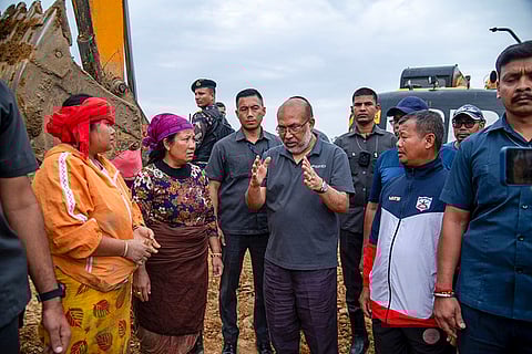 N Biren Singh visits flood-affected areas
