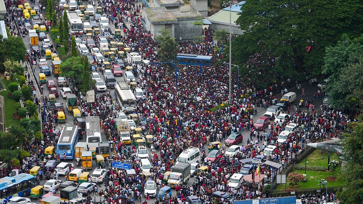 PTI : An aerial view of fans gathering for Royal Challengers Bengaluru's fan engagement programme after the team won the Indian Premier League (IPL) 2025, near M Chinnaswamy Stadium, in Bengaluru, Karnataka, Wednesday, June 4, 2025.