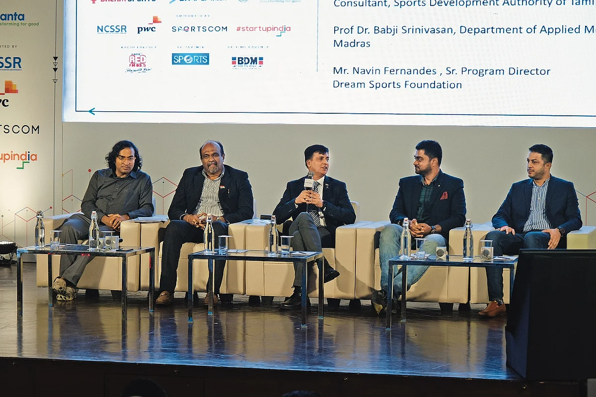 Prof. Dr. Babji Srinivasan, Department of Applied Mechanics, IIT Madras; Dr. R. Natarajan, IRS, Deputy Commissioner of Customs, GST and Central Excise, Chennai; Brig Dr. Bibhu Kalyan Nayak, Director in charge & Head, NCSSR (Moderator); Mr. Vijay Damodharan, Sports Performance and Management Consultant, Sports; Mr. Navin Fernandes , Sr. Program Director, Dream Sports Foundation