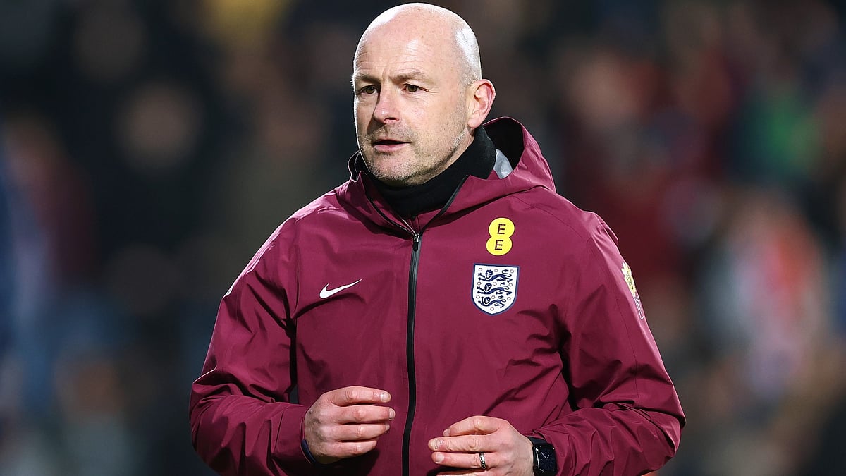 Lee Carsley in charge of the England under-21s during the last international break in March. - null