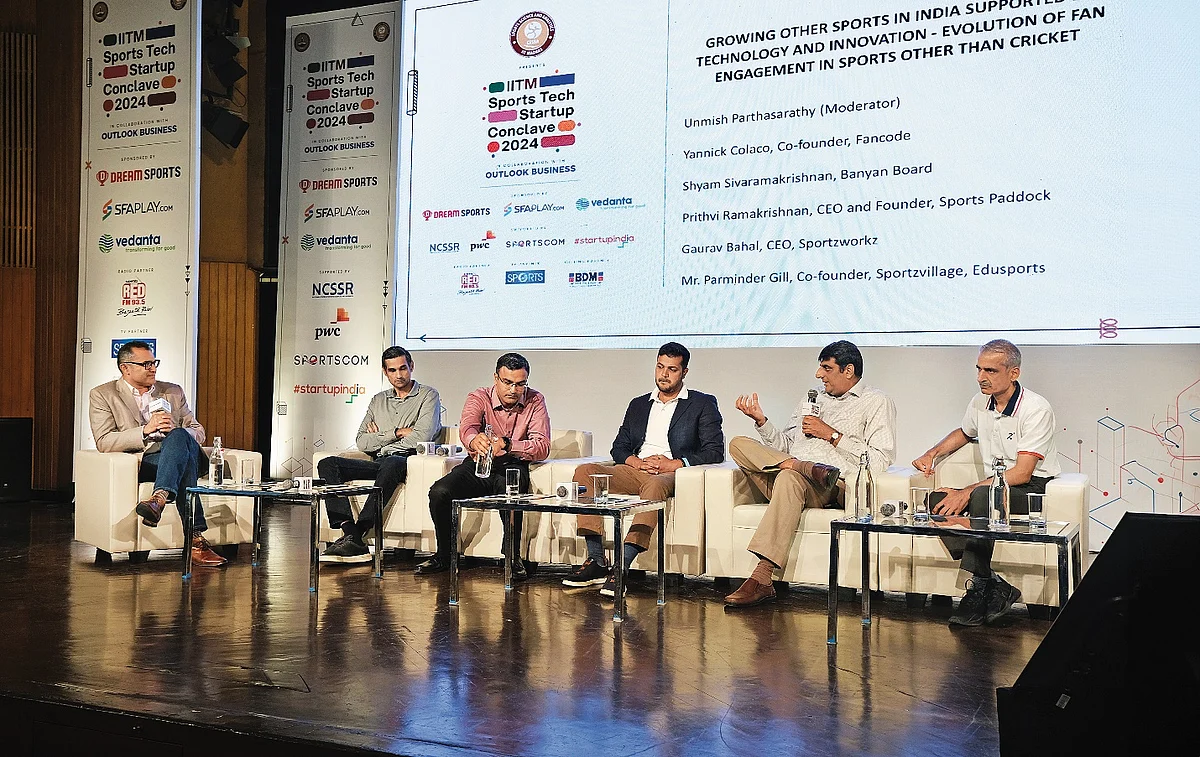 Unmish Parthasarathy (Moderator); Yannick Colaco, Co-founder, Fancode; Shyam Sivaramakrishnan, Banyan Board; Prithvi Ramakrishnan, CEO and Founder, Sports Paddock; Gaurav Bahal, CEO, Sportzworkz