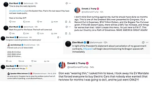 - X and Truth Social Handles - : The feud between U.S. Presdient Donald Trump and billionaire Elon Musk