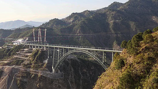 PTI : Chenab bridge, the world's highest railway arch bridge