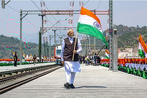 PM Modi inaugurates Chenab Bridge in J-K