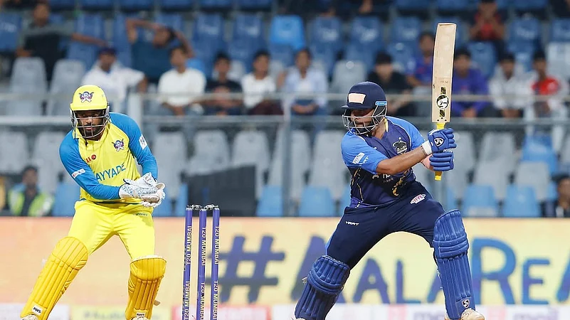 Prithvi Shaw of North Mumbai Panthers in the T20 Mumbai League 2025.