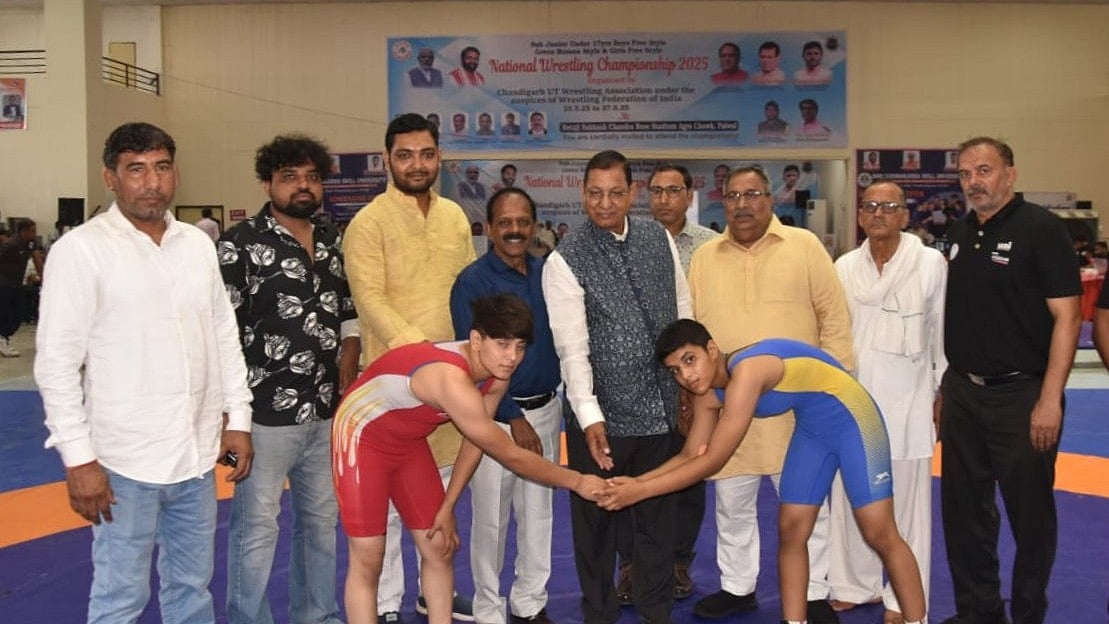 Photo: X | Wrestling Federation Of India (WFI) : Glimpse from Under 17 National Wrestling Championship organized by Chandigarh UT Wrestling Association.