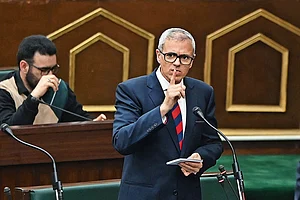 | Photo: Getty Images : Taking Charge: Omar Abdullah speaks during the Budget session of the Jammu and Kashmir Assembly
on March 6