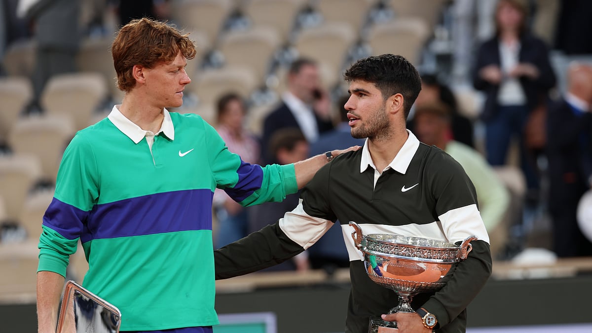 Carlos Alcaraz and Jannik Sinner at the French Open final