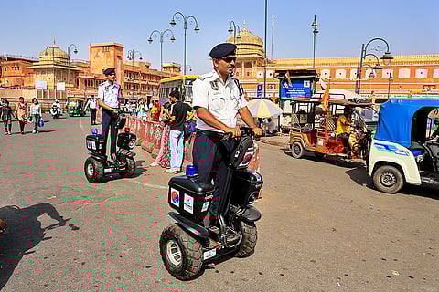 Jaipur traffic police equipped with hoverboard scooters