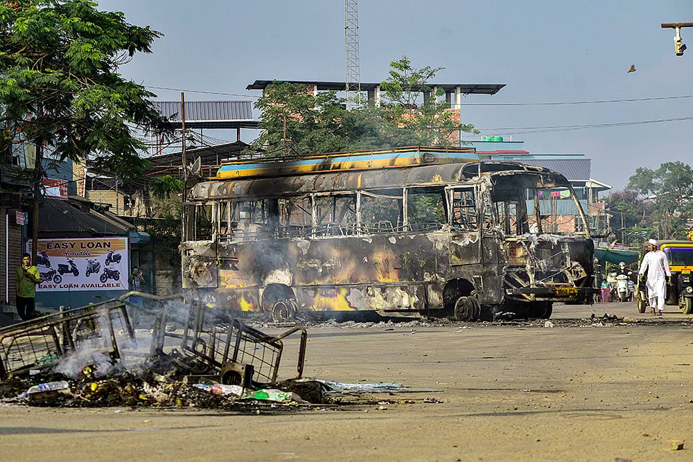 | Photo: PTI : Prohibitory orders in Manipur after protests