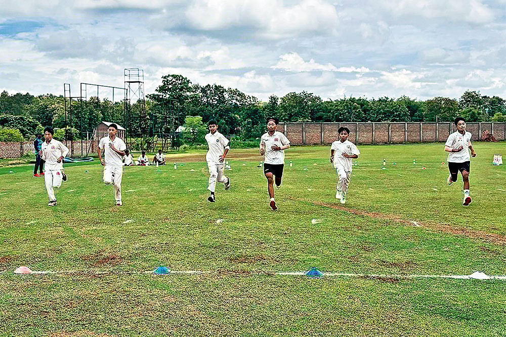 | Source: Nagaland Cricket Association : Despite the Odds: Young players practicing on a ground in Nagaland