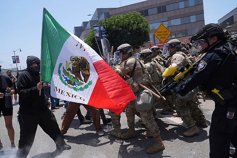 US Immigration Raids protest in Los Angeles_8