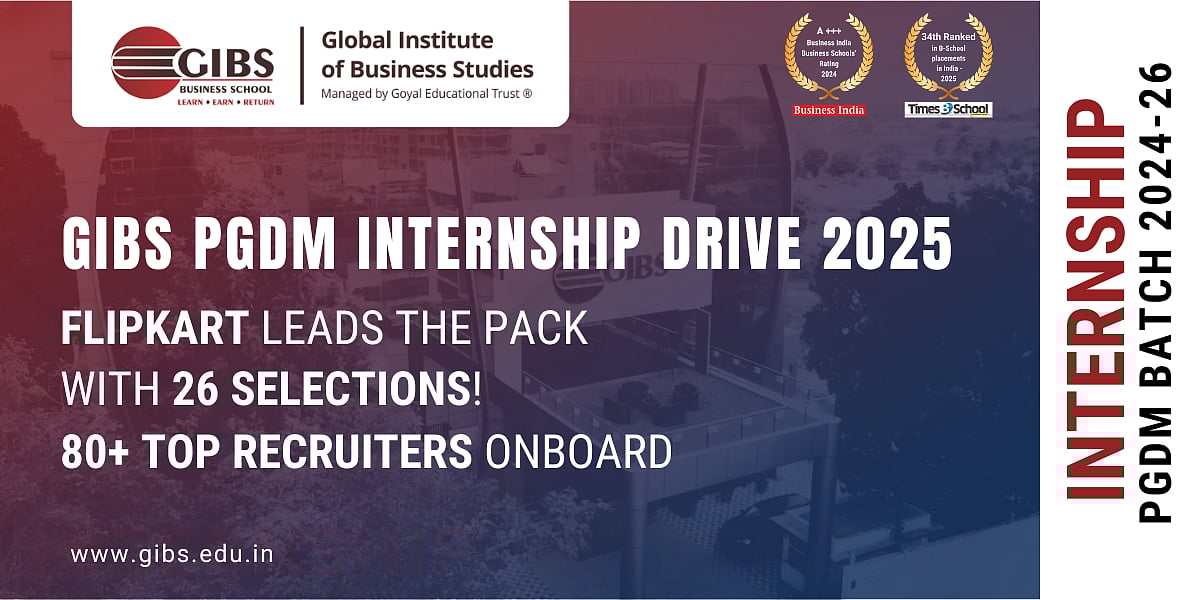 GIBS Bangalore PGDM Batch 2024 – 2026 Internship Drive: Flipkart Leads Selections As Major Recruiter