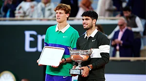 Jannik Sinner and Carlos Alcaraz at the French Open