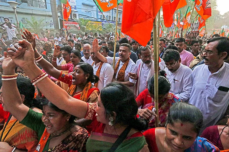 Protest against TMCs Anubrata Mondal