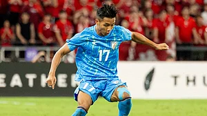 | Photo: X/IndianFootball : India's Lallianzuala Chhangte in action against Hong Kong in the AFC Asian Cup 2027 Qualifiers.