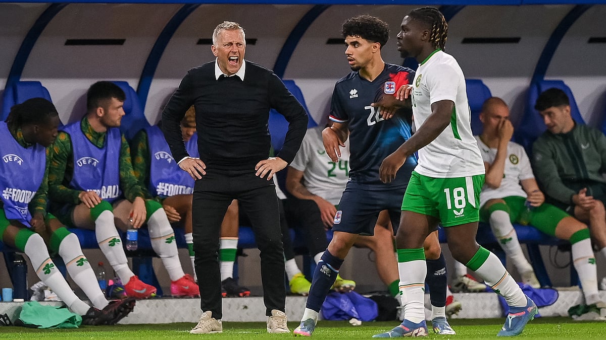 Republic of Ireland boss Heimir Hallgrimsson looks on versus Luxembourg