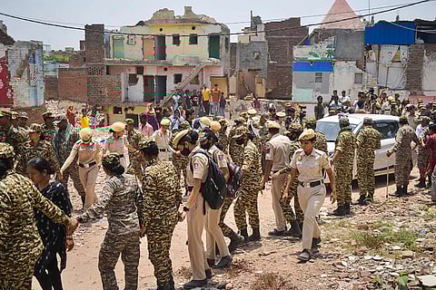 Security force at Bhoomiheen camp