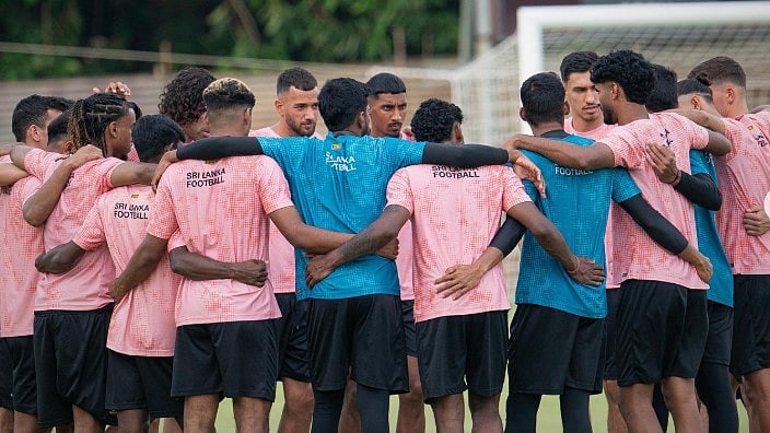 Instagram | Sri Lanka Football  : Sri Lanka National Football Team in practise session ahead of AFC Asian Cup 2027 Qualifying Round 3 match agaisnt Chinese Taipei. 