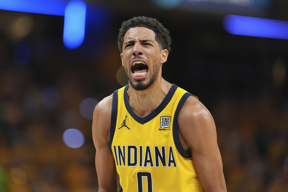 Oklahoma City Thunder vs Indiana Pacers NBA Finals series game 3 photo: Tyrese Haliburton