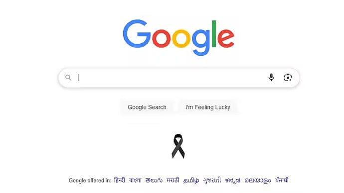 Google : Google added a black ribbon on homepage as a tribute to the victims after Air India plane crash