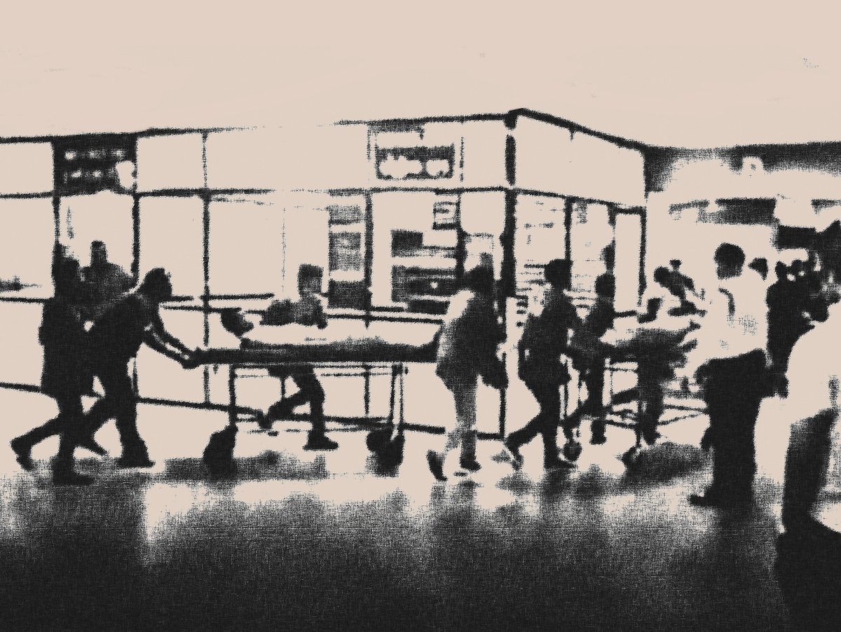 Illustration: Vikas Thakur : Doctors rush to provide medical aid at Ahmedabad Civil Hospital