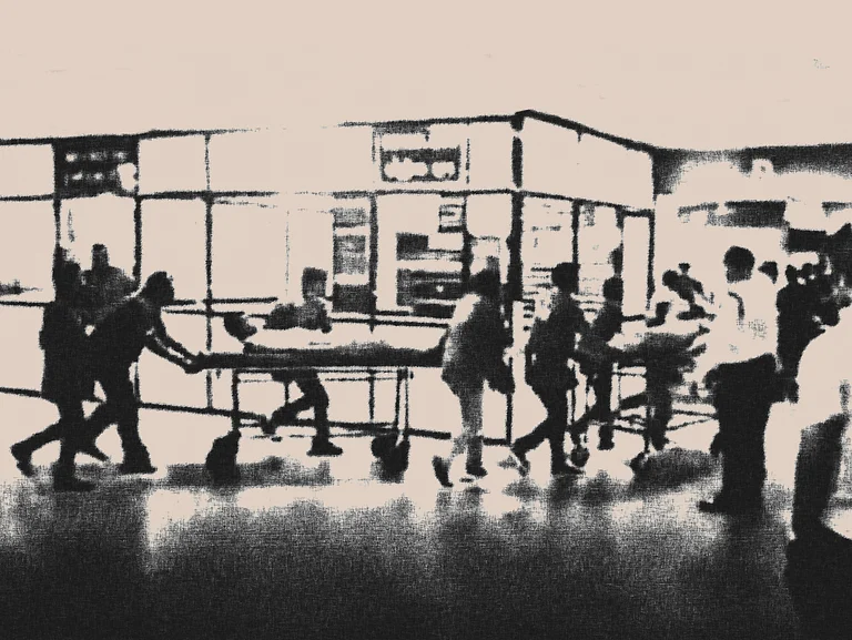 Doctors rush to provide medical aid at Ahmedabad Civil Hospital - Illustration: Vikas Thakur