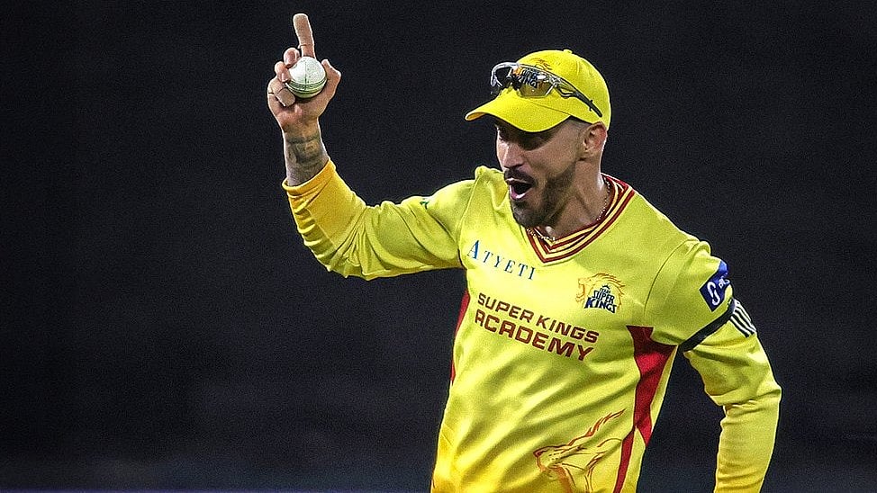| Photo: X/TexasSuperKings : Texas Super Kings' Faf du Plessis celebrates after taking the catch against MI New York in MLC 2025.