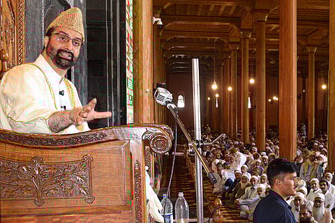 Mirwaiz Umar Farooq addresses a sermon