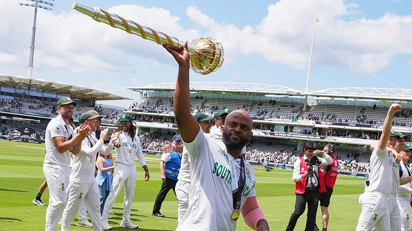 Temba Bavuma with the World Test Championship mace.