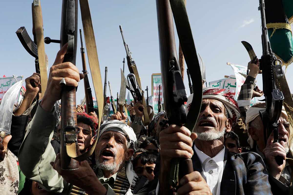 AP Photo/Osamah Abdulrahman : Houthi supporters anti-Israel/ anti-US chants in Yemen