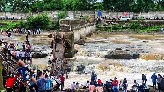 PTI : A bridge collapses over the Indrayani River in Pune on June 15