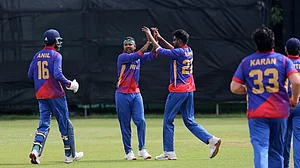 X/nepcricket : Nepal players celebrate