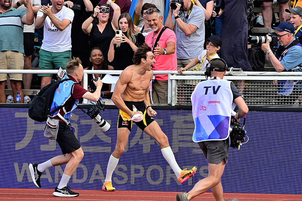| Photo: Jonas Ekströmer/TT News Agency via AP : Sweden Athletics Diamond League 2025: Mondo Duplantis of Sweden