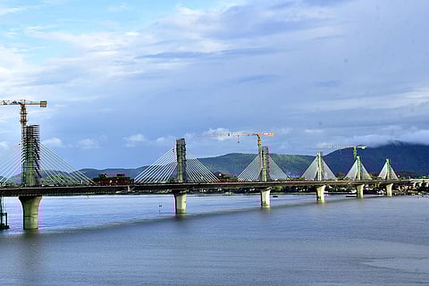 Construction at Assam's extradosed bridge
