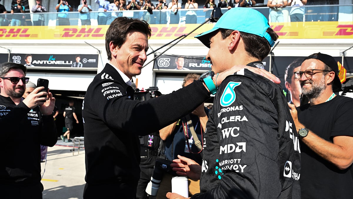 Mercedes' Toto Wolff and George Russell