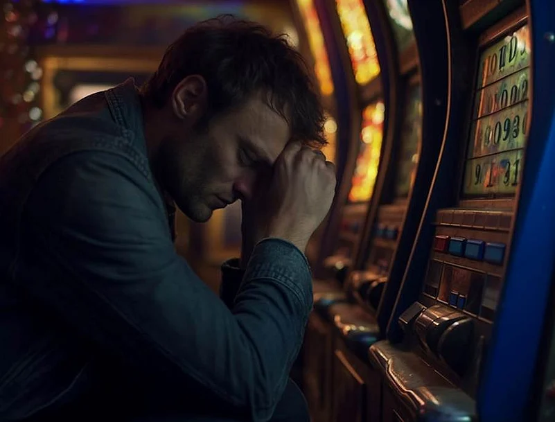 A men playing casino