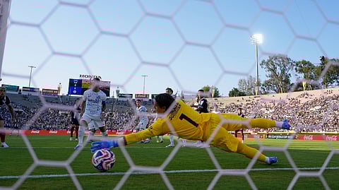 Inter Milan's Yann Sommer can't stop the opening goal by Monterrey's Sergio Ramos during the Club World Cup group E soccer match between CF Monterrey and Inter Milan in Pasadena, Calif., Tuesday, June 17, 2025.