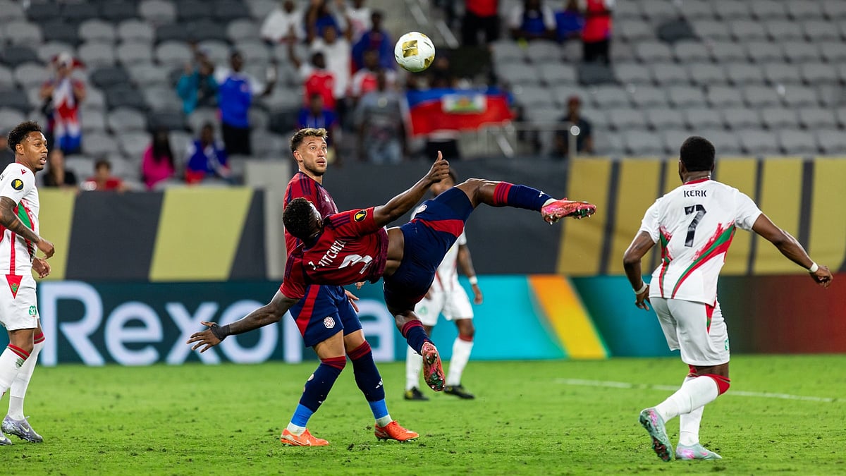 | Photo: X/fedefutbolcrc : Costa Rica vs Dominican Republic, Concacaf Gold Cup 2025: Jeyland Mitchell shoots.