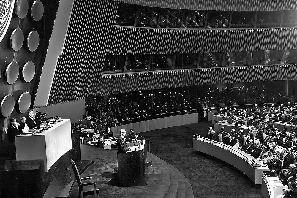 Over the Years: Former US President Eisenhower speaking at the UN in 1953. The US’ Atoms for Peace programme helped Iran develop civilian nuclear technology - | Photo:United Nations/IAEA