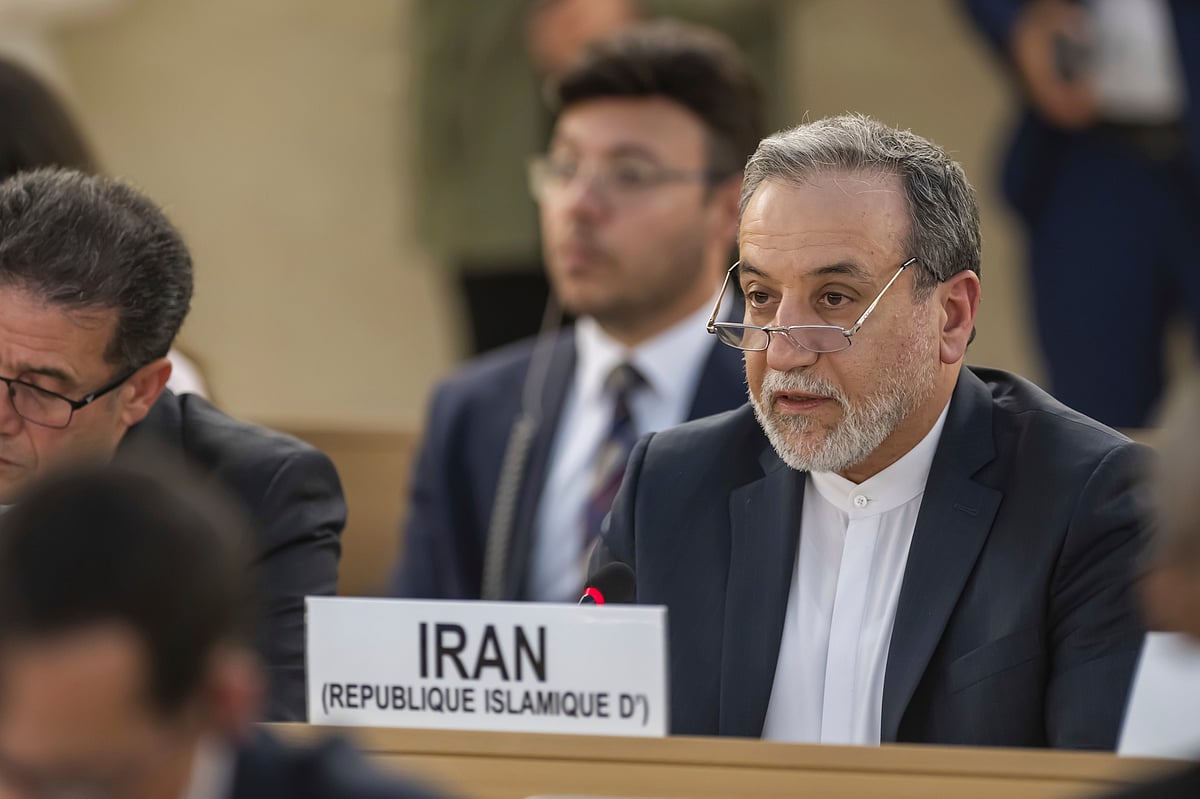 Martial Trezzini/Keystone via AP : Iranian Foreign Minister Abbas Araghchi, speaks, during the 59th session of the Human Rights Council at the European headquarters of the United Nations in Geneva, Switzerland, Friday, June 20, 2025. 