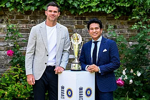 | Photo: ECB/Gareth Copley via PTI : Anderson-Tendulkar trophy