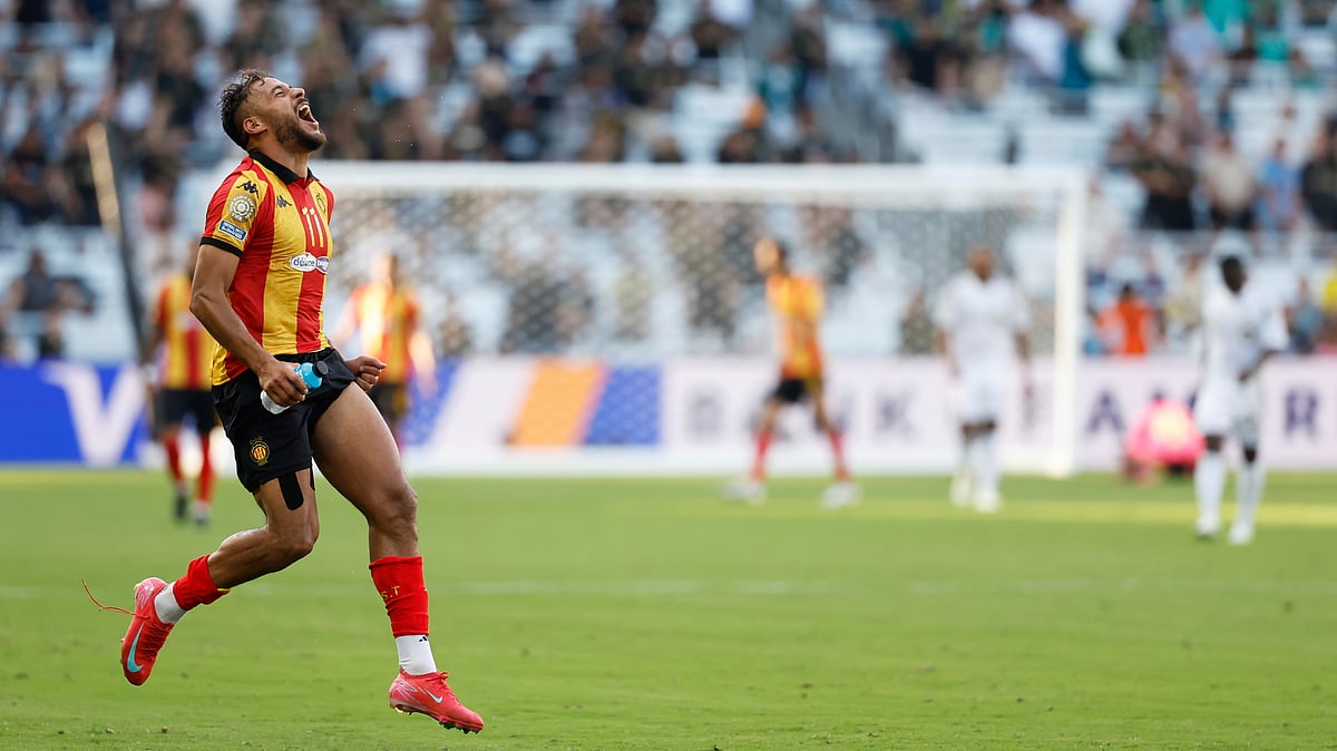 (AP Photo/Johnnie Izquierdo) : Esperance de Tunis' Youcef Belaïli celebrates after the Club World Cup Group D soccer match between Los Angeles FC and ES Tunisie in Nashville, Tenn., Friday, June 20, 2025.