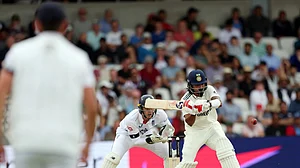 AP Photo/Scott Heppell : India's KL Rahul plays a shot during day three of the first cricket test match between England and India at Headingley in Leeds.