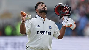 | Photo: AP/Scott Heppell : India vs England, 1st Test: Rishabh Pant celebrates after scoring a century on day four of the first cricket test match between England and India at Headingley in Leeds, England, Monday, June 23, 2025.