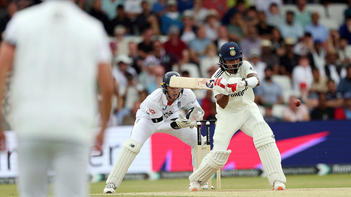 IND vs END Live cricket Score, 1st Test Day 4 at Headingley, Leeds - India tour of England: India's KL Rahul plays a shot during day three of the first cricket test match between England and India at Headingley in Leeds, England, Sunday, June 22, 2025. 

 - (AP Photo/Scott Heppell)
