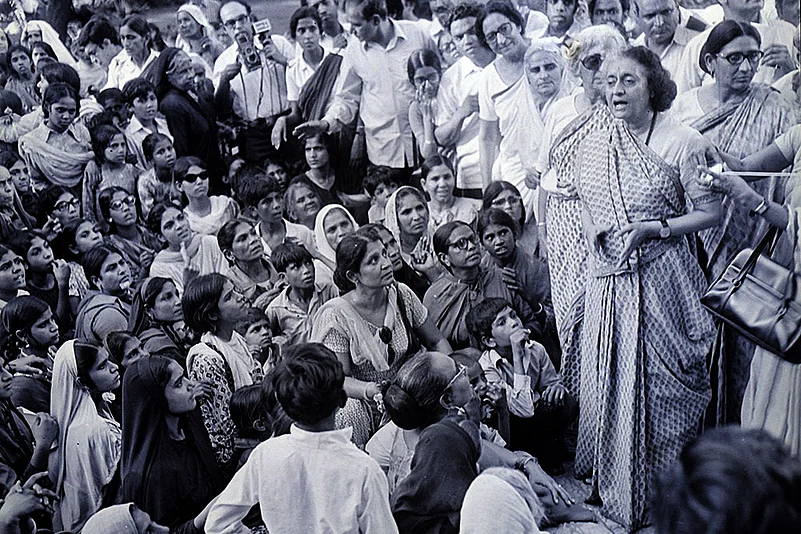 Indira Gandhi addressing a womens rally