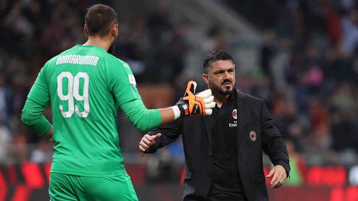 Gianluigi Donnarumma with Gennaro Gattuso