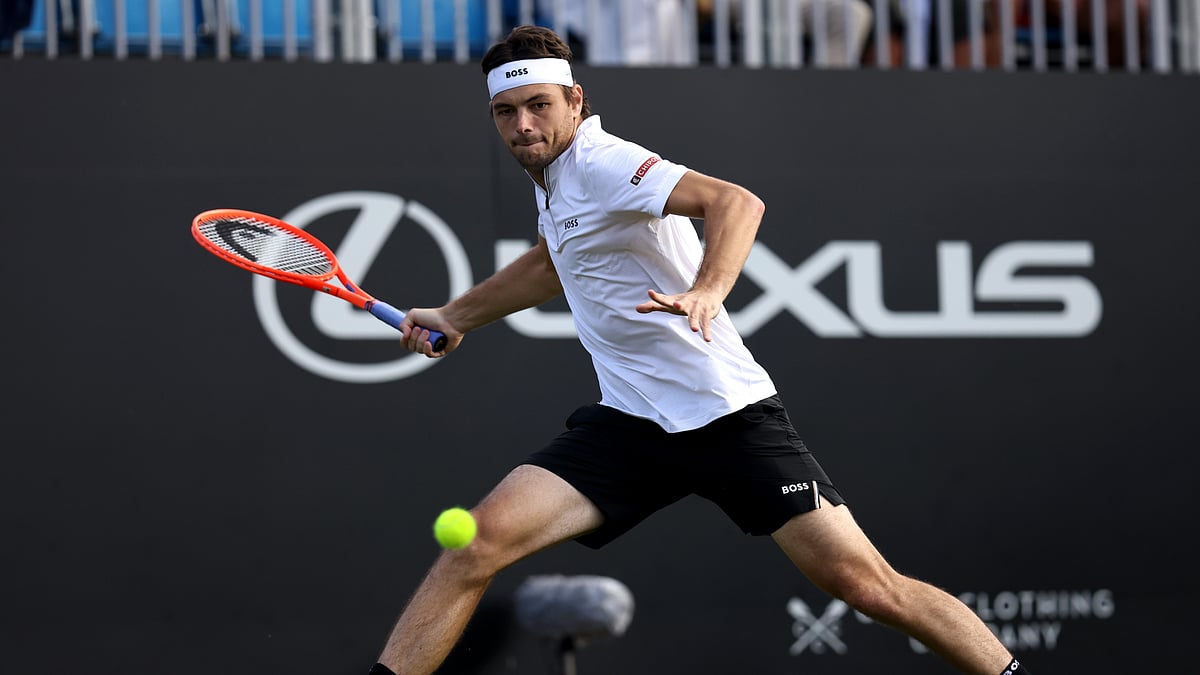 Taylor Fritz in action against Joao Fonseca